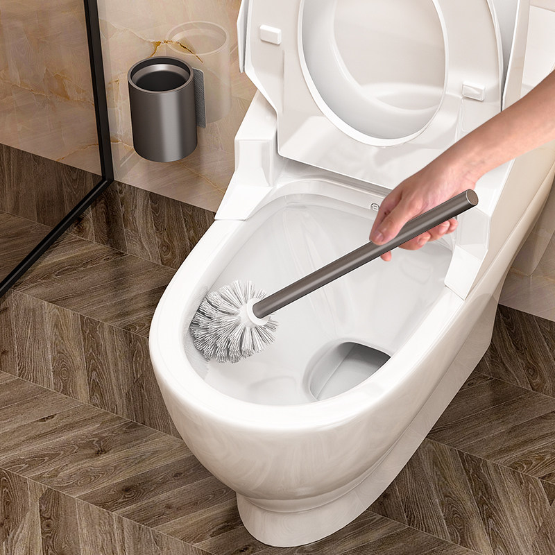 Space aluminum toilet brush without blind spots, toilet artifact brush, wall-mounted punch-free household bathroom cleaning utensils