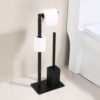 Stainless steel punch-free paper towel holder cross-border two-in-one standing paper roll holder cleaning brush floor-standing toilet brush