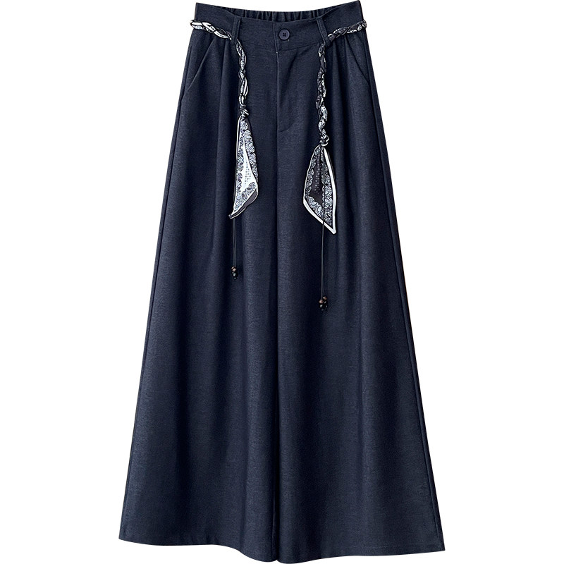 法式复古老钱风丝巾编织腰带阔腿裤女秋仿牛仔松弛感慵懒休闲裤子,淘宝优惠券,粉丝福利购,淘宝优惠卷