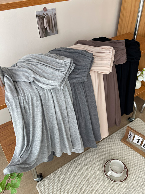Simple elastic high waist slim and versatile modal skirt