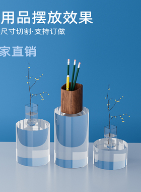 公仔透明珠宝首饰品水晶圆柱底座