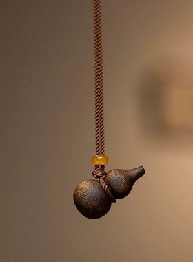 2025手作高品质天然奇楠沉香葫芦毛衣链翡翠吊坠福禄双全纳福项链