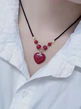 2025新款心形朱砂吊坠项链女正品紫金砂爱心锁骨链高级感颈链