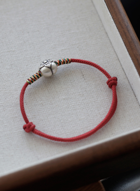 原创设计女复古红绳柿柿如意手链