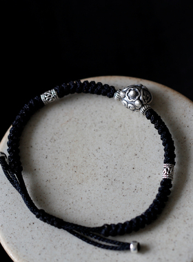 男女纯银复古编织吉祥醒狮手绳