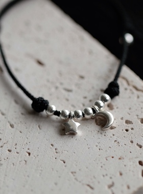 男女日系小众星月系列纯银手链