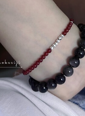 天然红玛瑙手链极细红玛瑙手串女