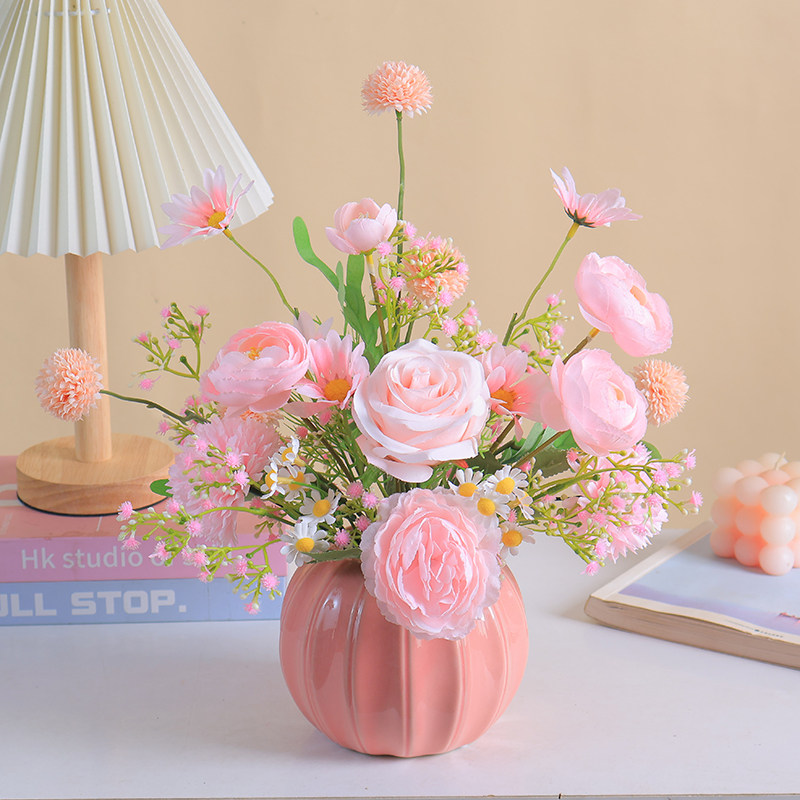 高档假花花卉仿真玫瑰牡丹雏菊插花盆栽客厅餐桌仿生花艺装饰摆件,淘宝优惠券,粉丝福利购,淘宝优惠卷