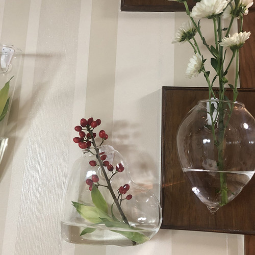 简约墙面装饰花瓶玻璃透明水养绿萝植物器皿富贵竹插花盆精致家居 - 图2
