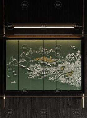 中山工厂直销酒店过道中古风小众客厅装饰画复古艺术感高级横版卧
