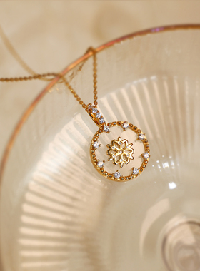 原创天然白水晶纯银镀金项链