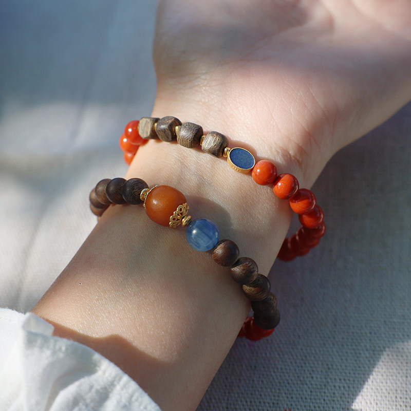 「晚山」原创新中式天然奇楠沉香南红蜜蜡手串盘玩文玩手链新年礼,淘宝优惠券,粉丝福利购,淘宝优惠卷