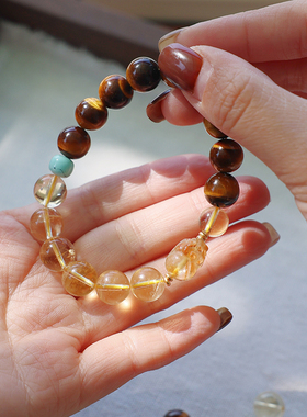 天然黄水晶招财聚财手串手链