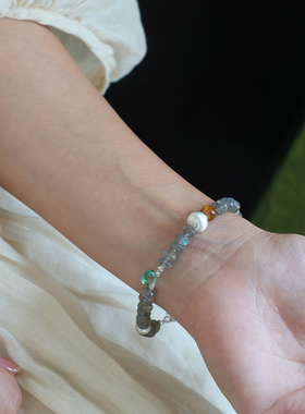 强蓝光天然灰月光手链水晶手串