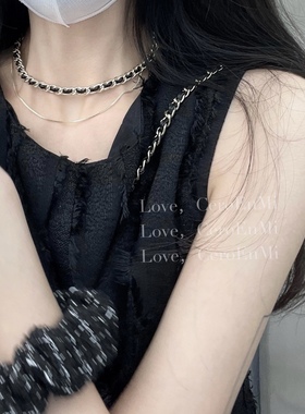 ceroenmi编织小香金属链条皮革链