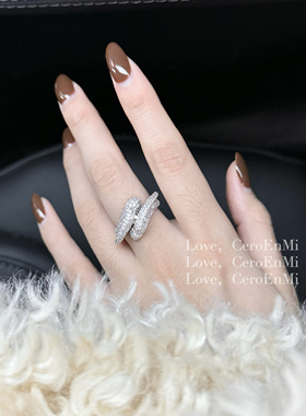 CeroEnMi浪花爆闪精致满钻镀银戒指女