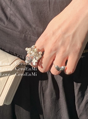 s925银甜酷立体爱心可调节戒指女