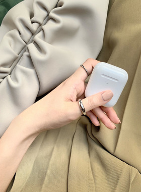 光面叠戴可调节戒指纯银