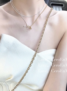 黄铜金银拼接式项链女
