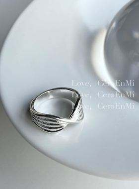 戒指镀银多层小众女交错简约