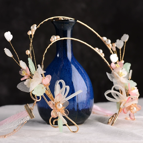 Ободок, заколка для волос с бантиком, аксессуар для волос, ханьфу, аксессуары, в цветочек