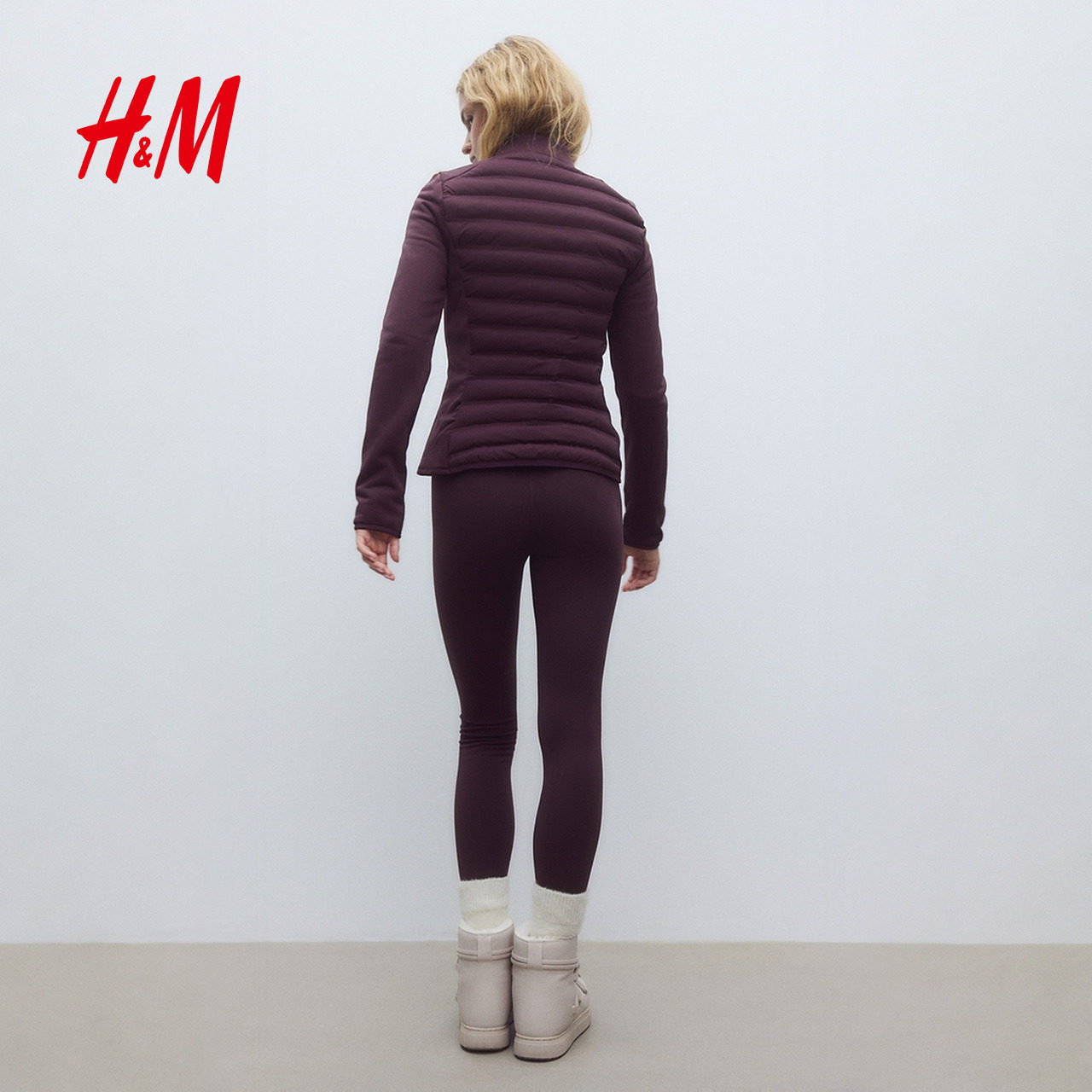 【H&M MOVE ThermoMove™】女装运动夹克冬季梅红色外套1283775,淘宝优惠券,粉丝福利购,淘宝优惠卷