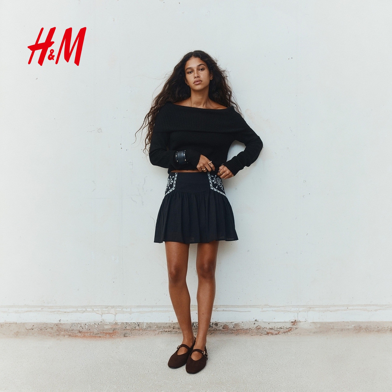 HM女装毛针织衫冬季露肩修身一字领长袖内搭套衫1296847,淘宝优惠券,粉丝福利购,淘宝优惠卷