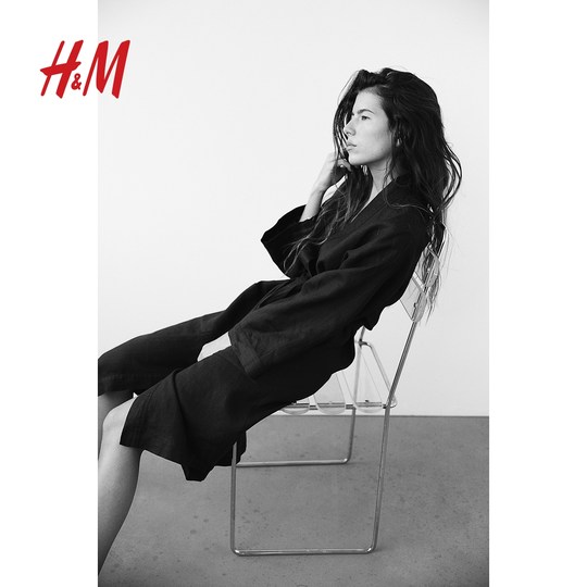 Hm solid color neutral wash linen gown