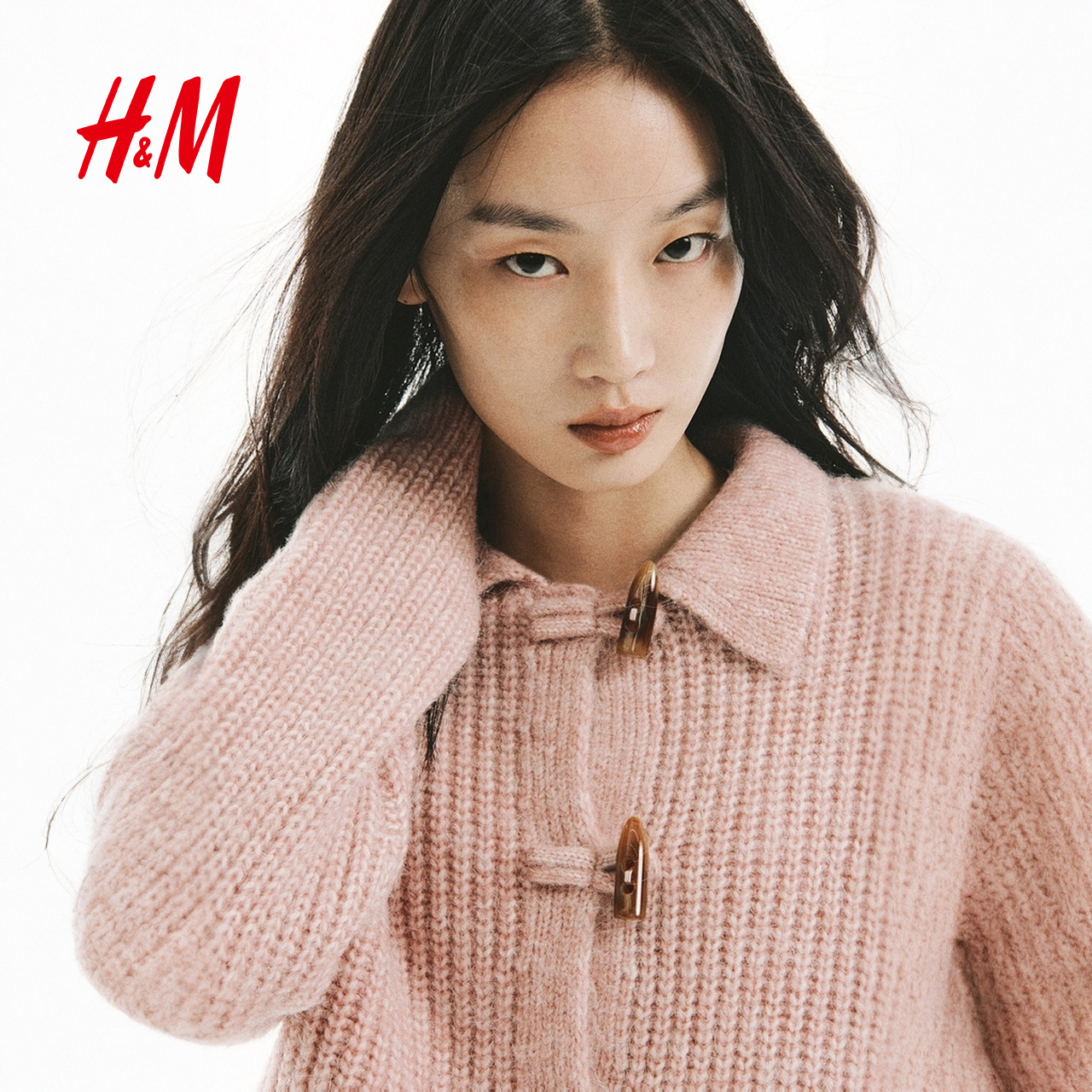 HM2025秋季新款女装有领罗纹针织开衫1322649 - 图1