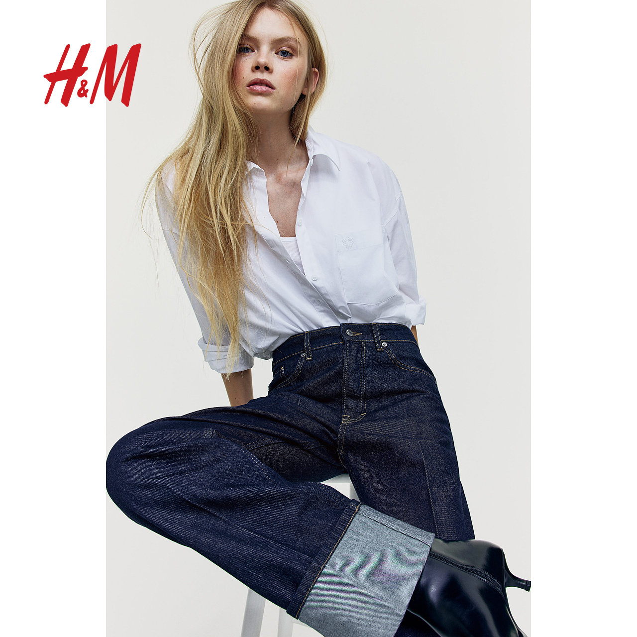 HM女装牛仔裤中缝线牛仔裤5袋式中腰修身日常简约长裤1222679,淘宝优惠券,粉丝福利购,淘宝优惠卷