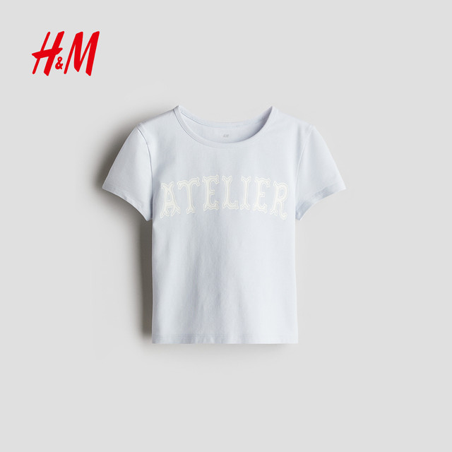 HM children's clothing children's boys and girls T-shirts 2025 new comfortable and casual printed round neck short-sleeved top 1272040