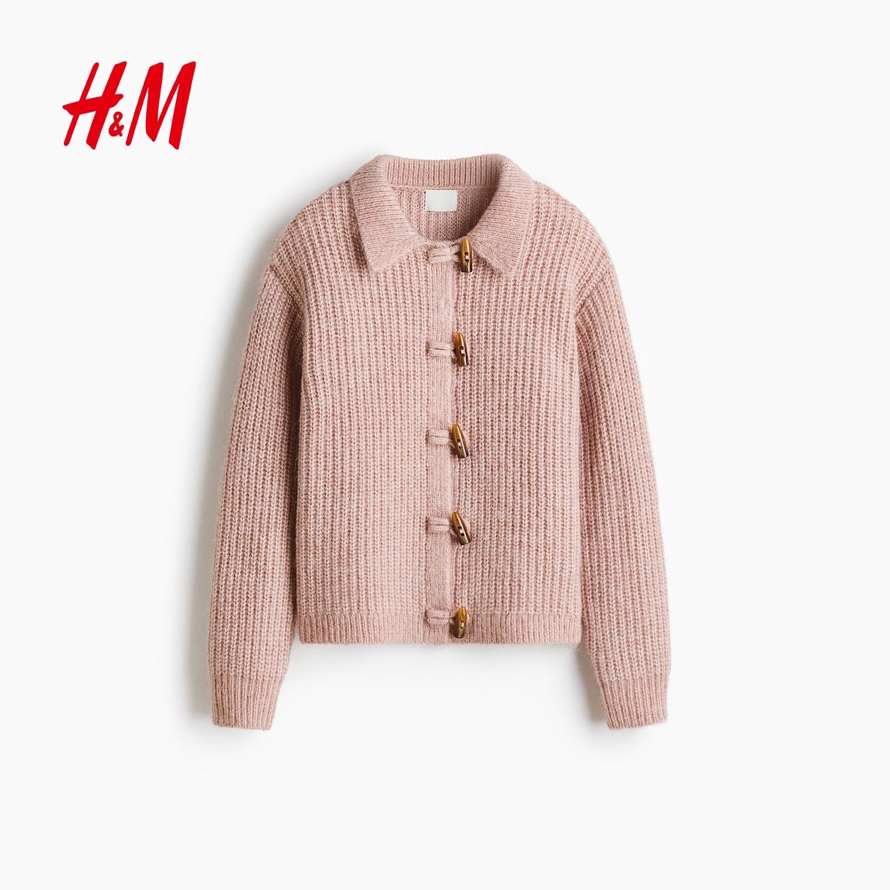 HM2025秋季新款女装有领罗纹针织开衫1322649 - 图3