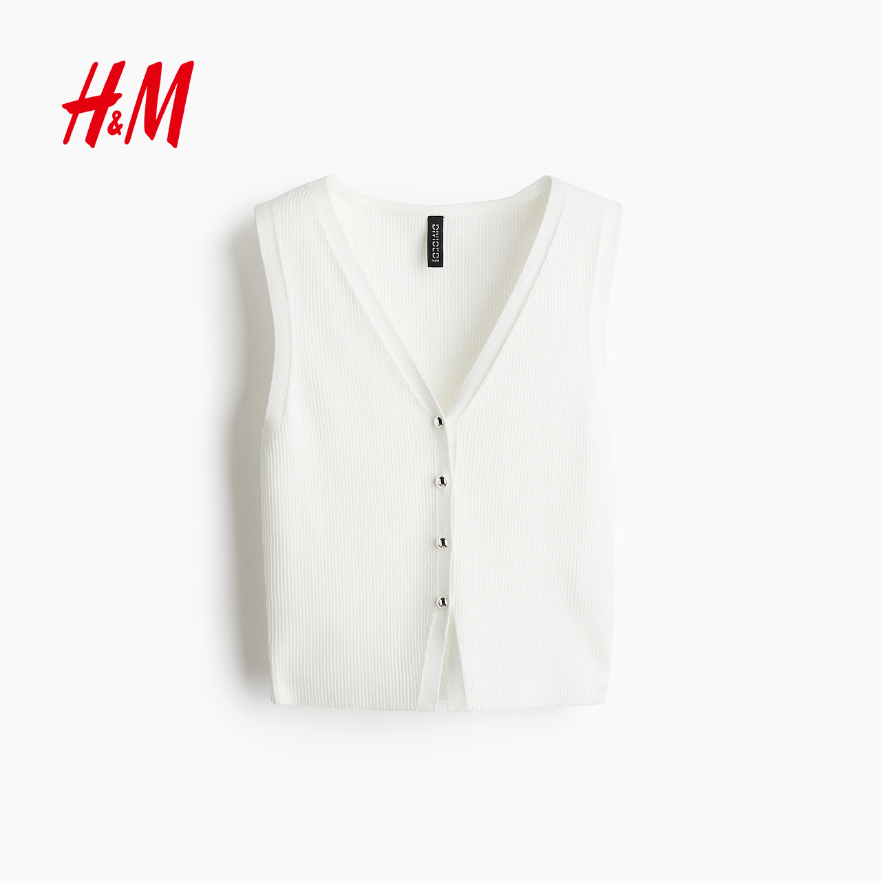 HM女装背心2025年夏季新款正面系扣毛线背心1289496