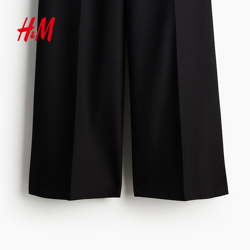 HM女装西裤裤秋季时尚休闲修身高腰裤腿烫折长裤1253170 - 图3
