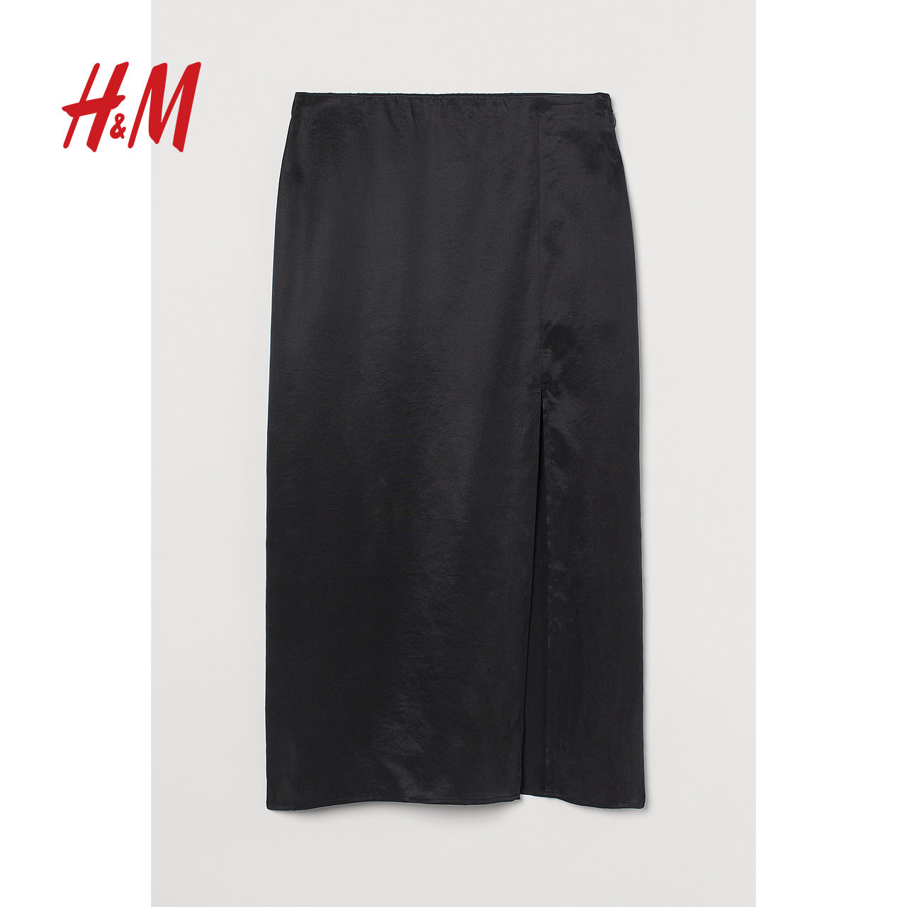 hm 2023春季法式高腰开衩气质半身裙 HM半身裙