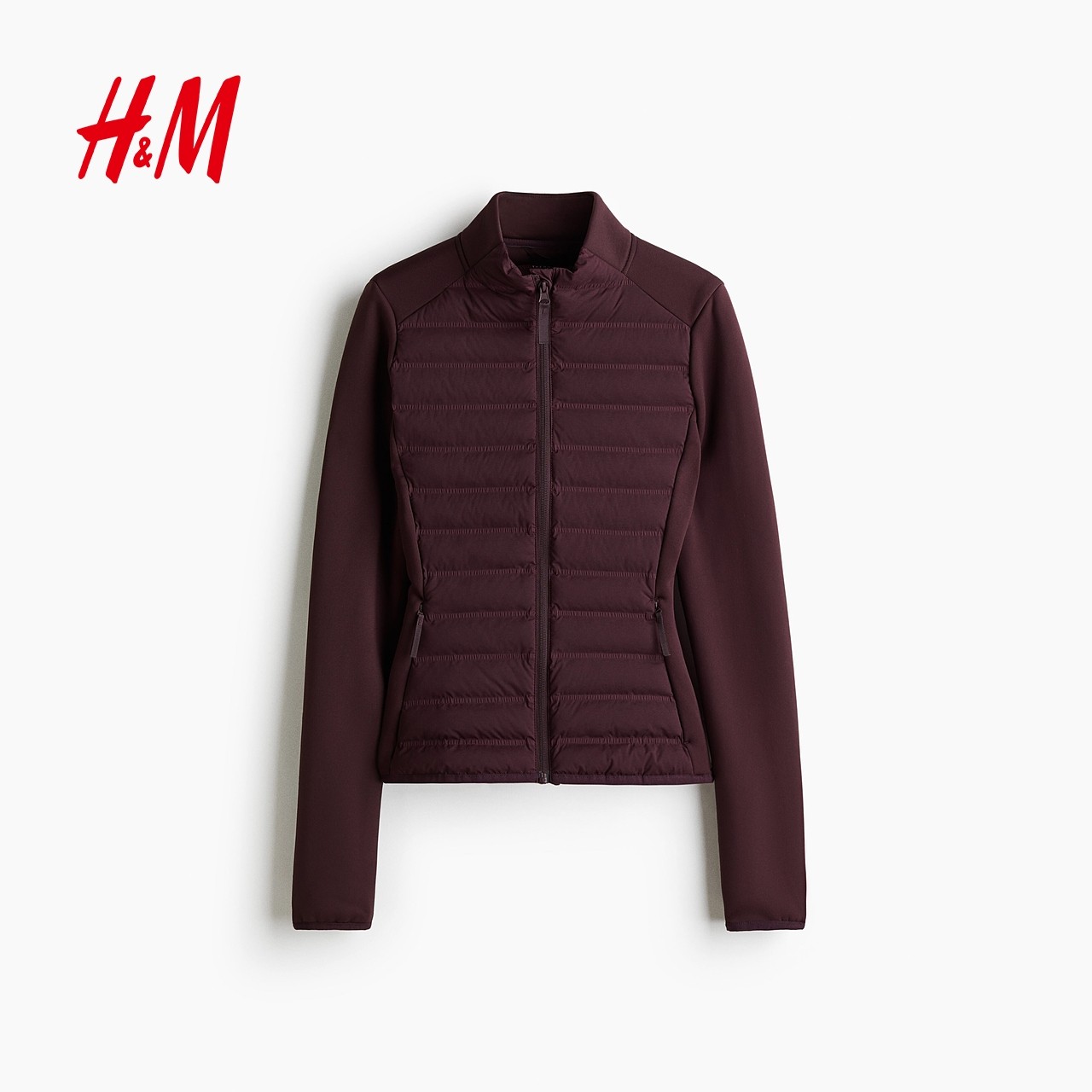 【H&M MOVE ThermoMove™】女装运动夹克冬季梅红色外套1283775,淘宝优惠券,粉丝福利购,淘宝优惠卷