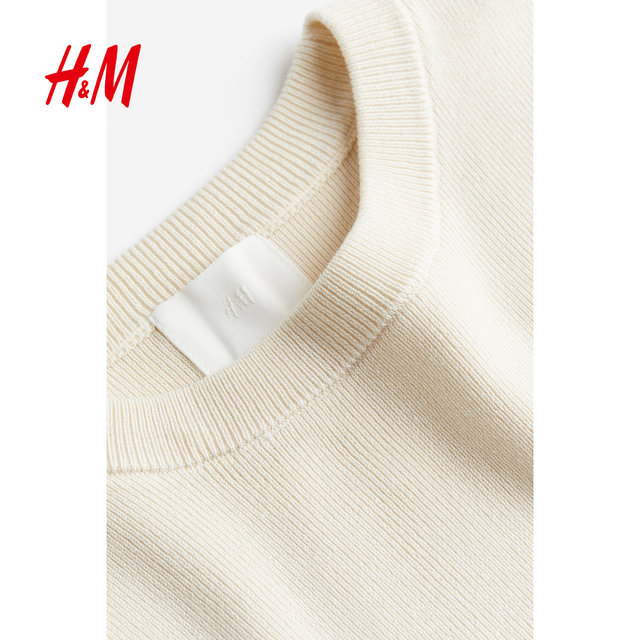 HM women's wool sweater autumn fashion round neck short sleeves inner red sweater short top 1220582