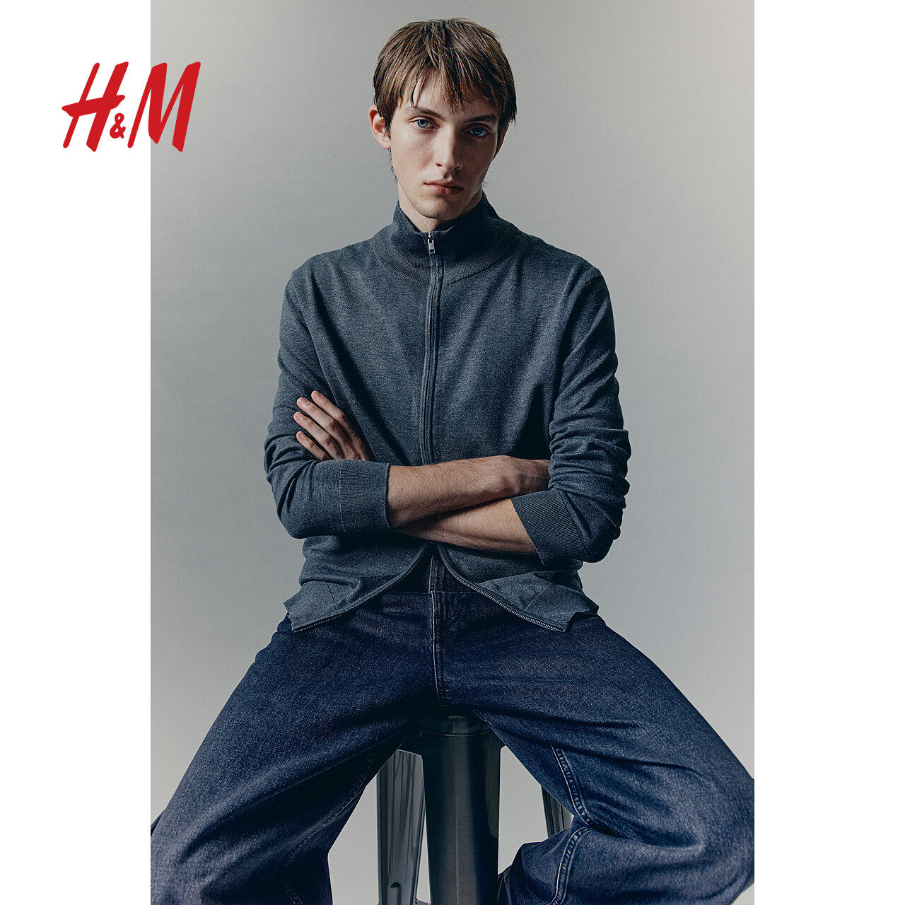 HM男装针织衫冬季休闲气质简约柔软拉链开衫1252853,淘宝优惠券,粉丝福利购,淘宝优惠卷