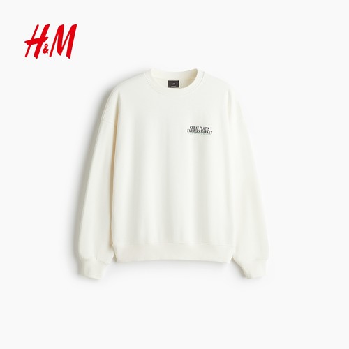 HM男装女装卫衣2025年冬季情侣装棉质立领套头宽松上衣1048152 - 图3