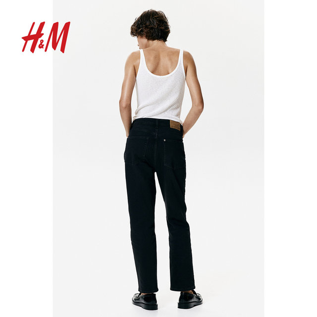 HM women's pants autumn elastic retro style high waist loose straight jeans 1128915