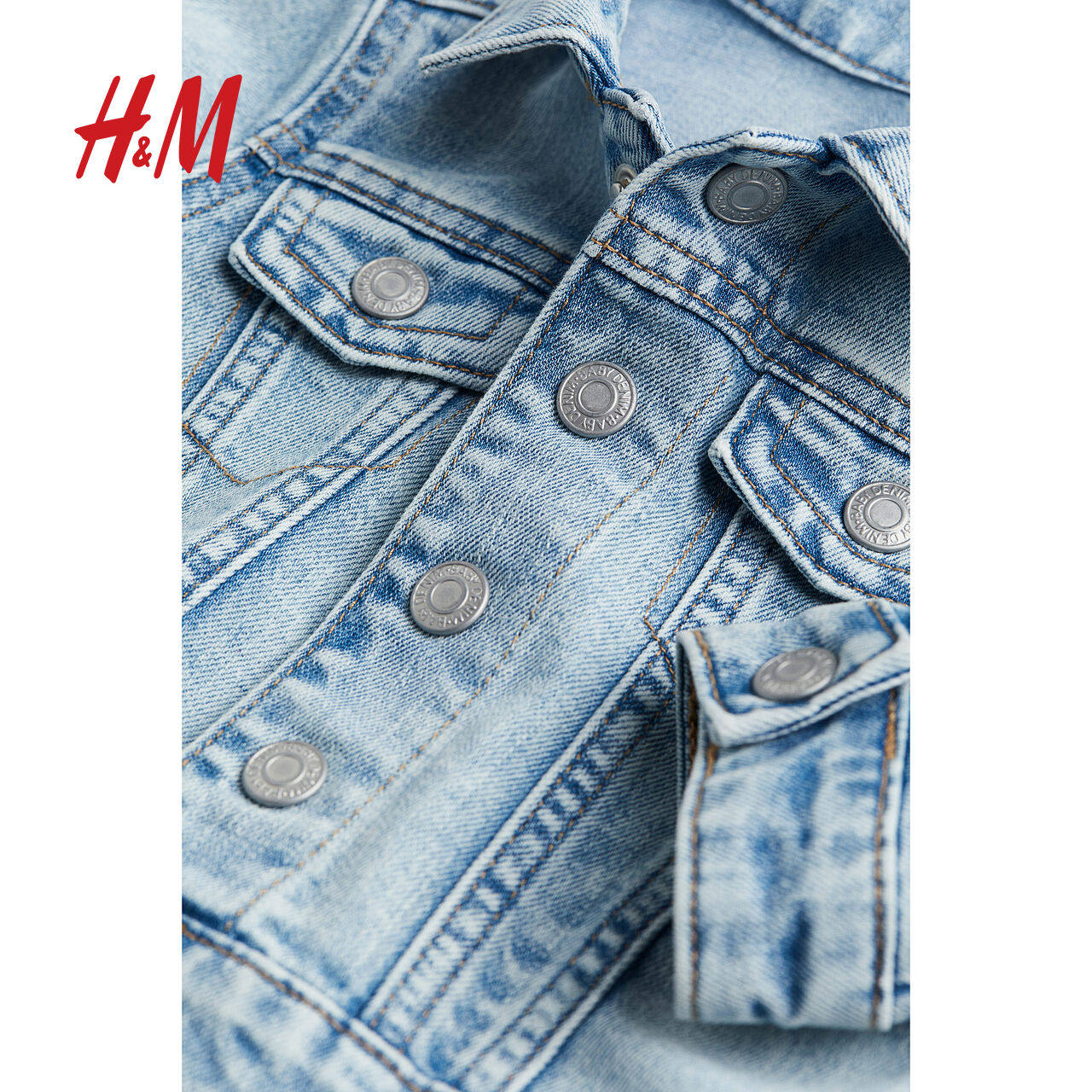 HM童装女婴牛仔外套冬季休闲单排扣翻领长袖空调衫开衫1207179,淘宝优惠券,粉丝福利购,淘宝优惠卷