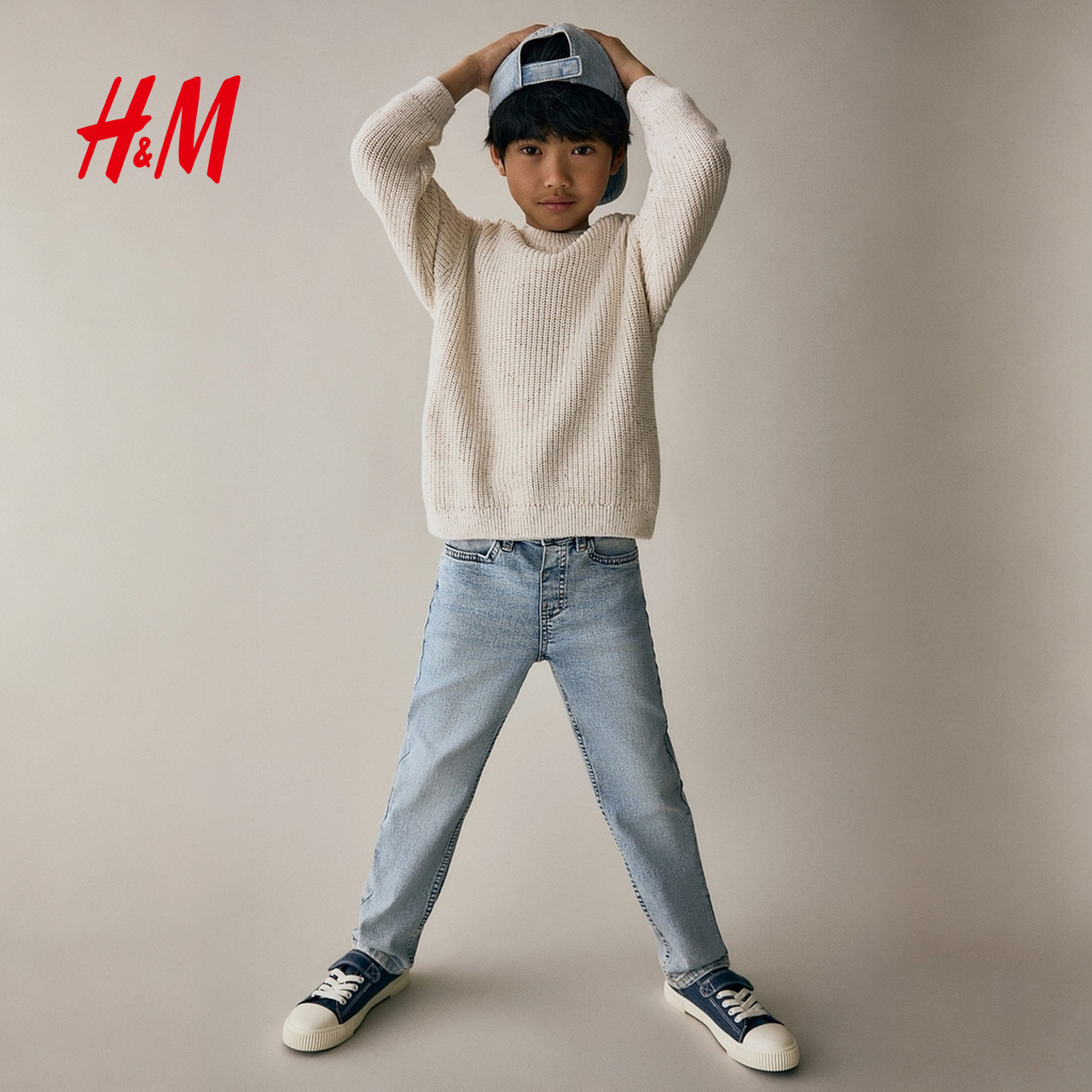 HM童装儿童男童牛仔裤秋季帅气高弹牛仔布修身长裤1089266 - 图0