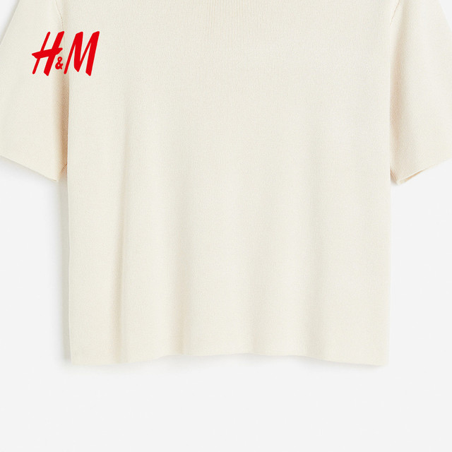 HM women's wool sweater autumn fashion round neck short sleeves inner red sweater short top 1220582