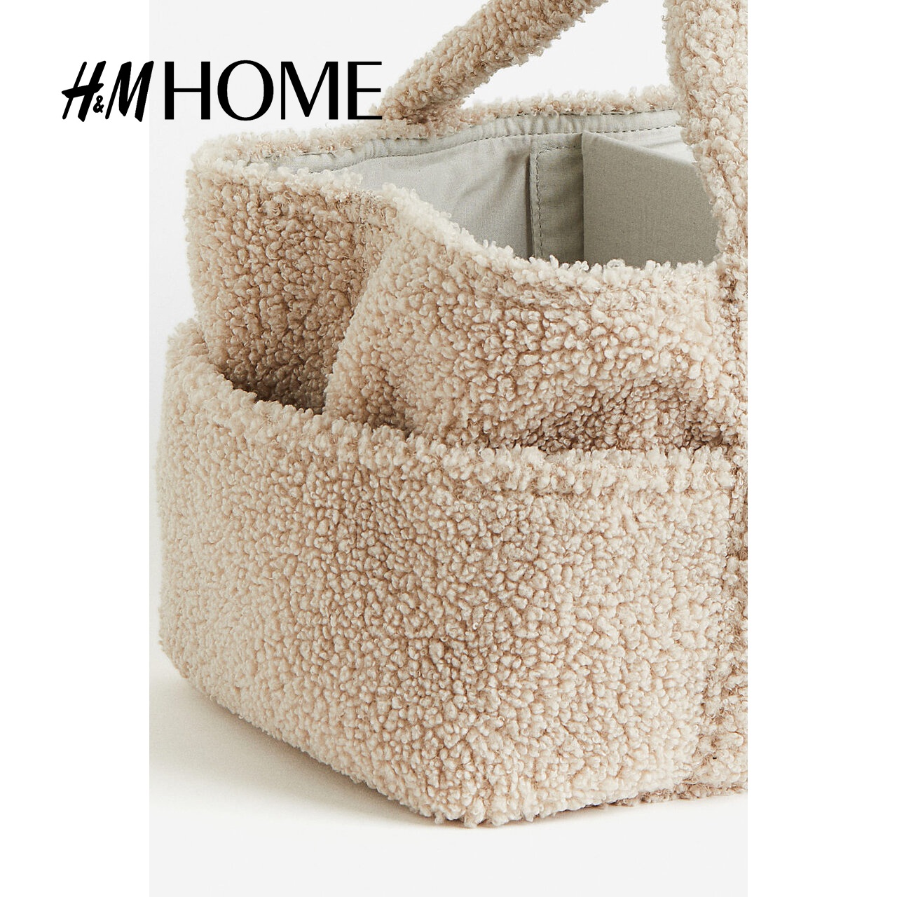 HM HOME 女包秋季简约实用手提厚实泰迪绒妈咪包1191905 - 图2