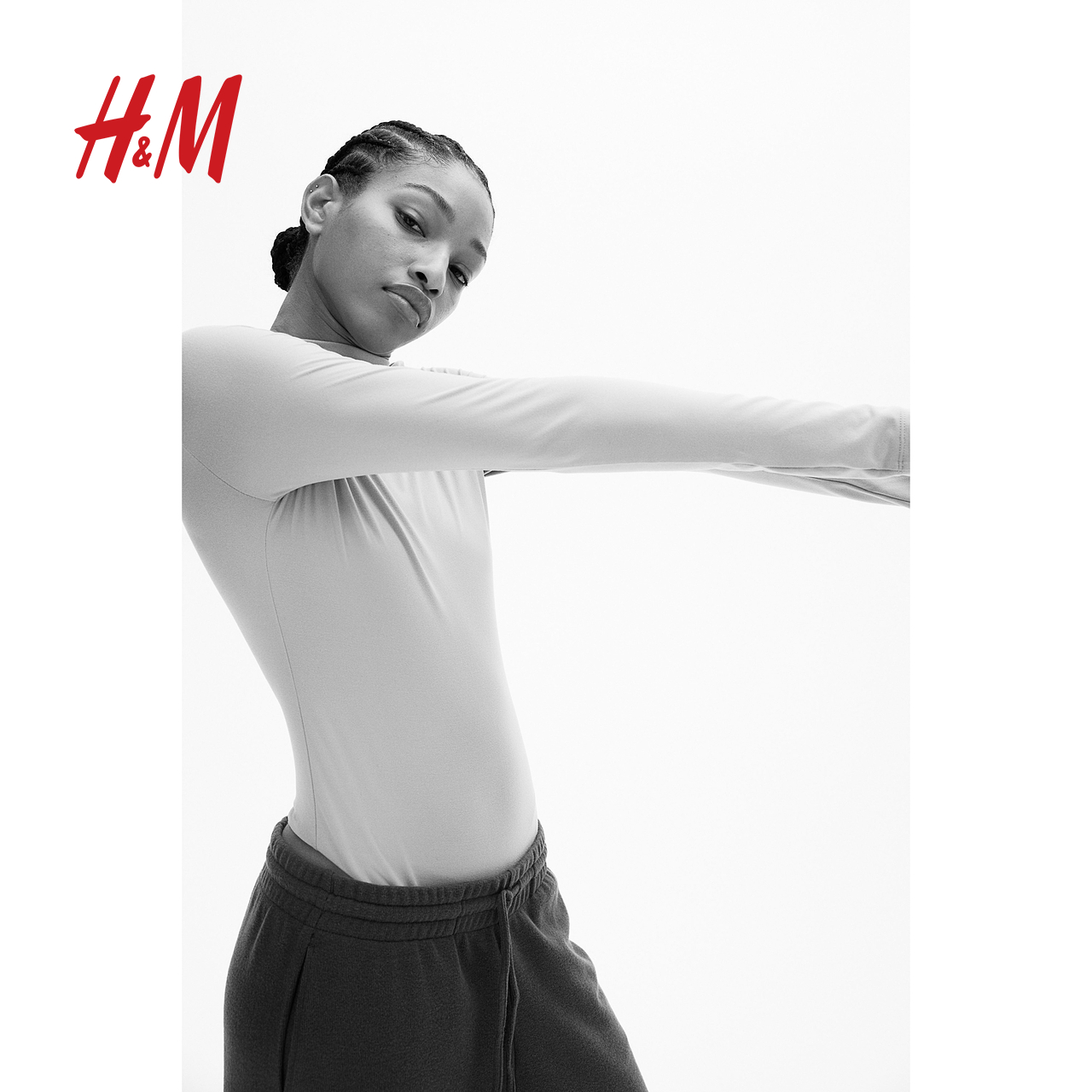 HM女士打底衫秋季高领连体紧身衣1254797 - 图1