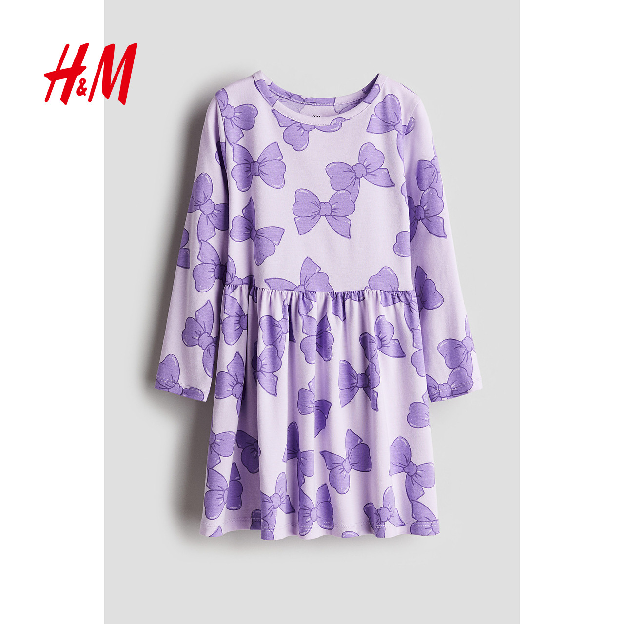 HM童装儿童女童连衣裙冬季洋气长袖印花圆领喇叭裙公主裙1245392,淘宝优惠券,粉丝福利购,淘宝优惠卷