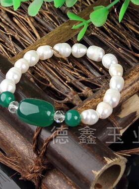 珍珠手链大号微螺纹玛瑙桶珠淡水直播供应链串珠手工