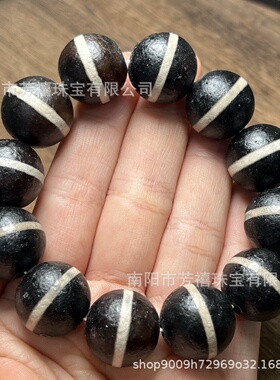 玛瑙巷 复古做旧包浆20毫米一线药师天珠玛瑙手链 老玛瑙手串