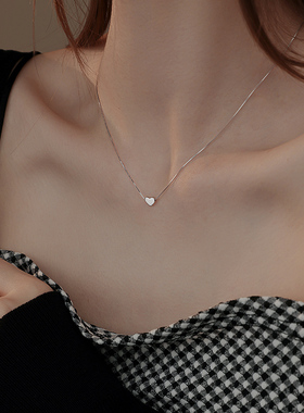 饰悟纯银925女爱心项链