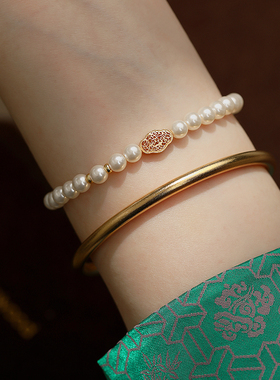 饰悟新中式如意珍珠手链女S925银